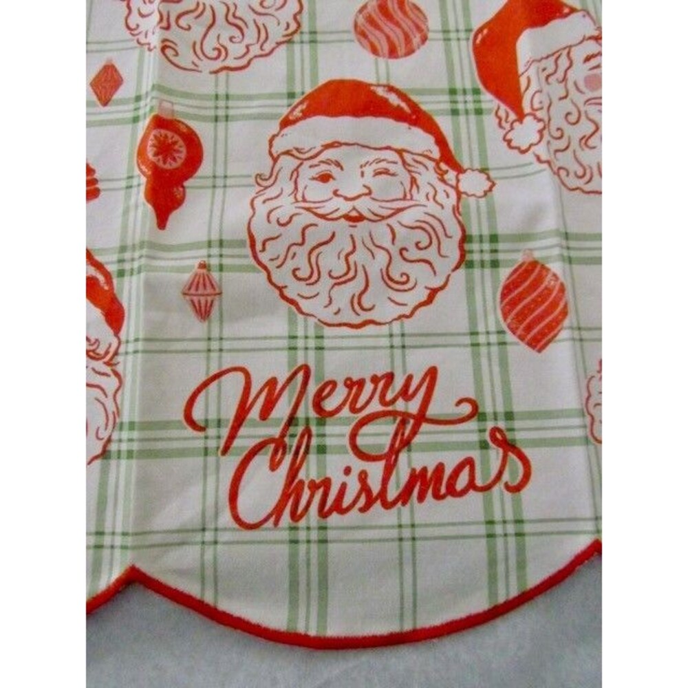 Anthropologie Vintage Inspired Tartan Santa Dish Towel NWT